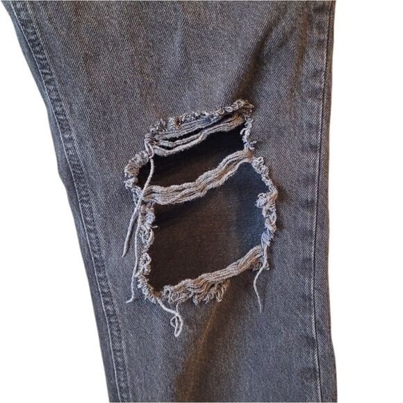 Free People Charcoal Grey Distressed Raw Hem Jeans - Picture 6 of 8